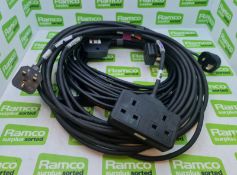 3 x 13a 2 way gang extension cables - 2 x 10m, 1 x 5m