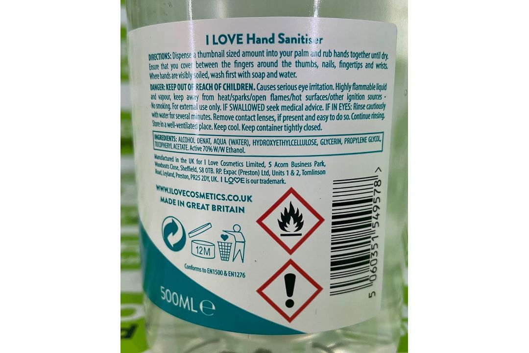 120x pallets of 500ml I Love Hand Sanitiser - est. total qty 141200 - location LE67 1GQ - Image 2 of 2