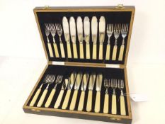 A Matthew Henderson, Dundee cutlery canteen with a set of twelve dinner knives and forks (canteen: