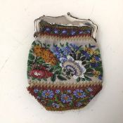 An Edwardian beadwork purse with Birmingham silver clasp (21cm x 14cm)