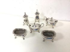 20A group of Epns, some marked Mappin & Webb including two pepperettes (8cm), two salt cauldrons and