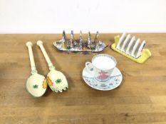 A mixed lot of china including a demi tasse cup and saucer, both marked made in USSR (cup: 5cm), and