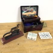A mixed lot including a modern Japanese musical jewellery box, the hinged lid with painted mirror