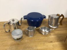 An enamelled cast iron Danish Nacco lidded pot (14cm x 27cm x 22cm) and a Picquot ware coffee pot,
