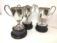 A group of 1920s Chappell Cricket Club trophies, all London silver (750g) (each: 17cm)