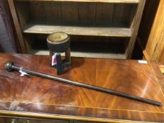 An African knob kerrie club, probably Zulu (88cm), together with an African carved wooden bowl on