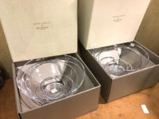 Two Jasper Conran Waterford Crystal Aura Statement bowls of circular tapering form, on foot, with