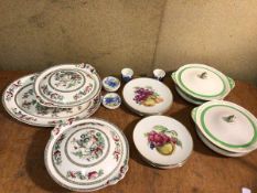 A mixed lot of china including a set of six German side plates, marked Winterling, all with fruit