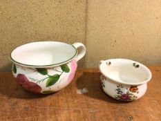 Two children's chamber pots (larger: 12cm x 25cm x 20cm) (2)