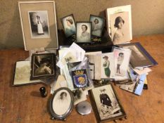 A mixed lot including a Japanese lacquer box (10cm x 30cm x 20cm), a quantity of postcards and