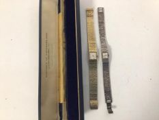Two lady's wristwatches, one a Ventora, the strap clasp with silver hallmarks (17cm) and a Jean