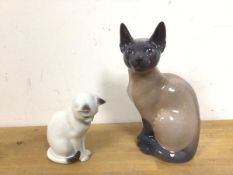 Two Royal Copenhagen cats including a Siamese (20cm)