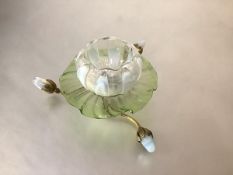 A rare John Walsh Walsh Art Nouveau glass Water Lily posy holder, early 20th century, the gilt-metal