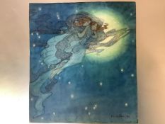 •Elizabeth Mary Watt (Scottish, 1886-1954), Two Fairies Sleeping, Silhouetted by the Moon, signed