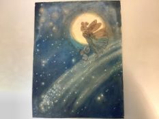 •Elizabeth Mary Watt (Scottish, 1886-1954), A Fairy and her Children Riding a Shooting Star,