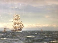 Patrick Downie R.S.W. (Scottish, 1854-1945), Tug with a Ship at Full Sail, signed lower right.
