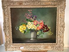 •Cecil Kennedy (British, 1905-1997), Still Life of Flowers in a Pewter Tankard, signed lower
