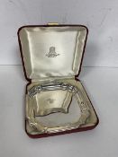 A 1972 Birmingham silver trinket dish makers mark D and F measures 9x9cm and weighs 47grammes in a