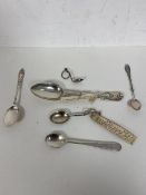 A mid 19thc Victorian silver spoon, measures 18cm and weighs 53 grammes, along with two other
