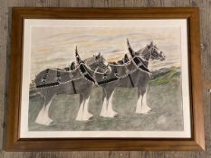 John Reid, Two horses in elaborate tact, mixed media, signed and dated 1907? bottom right,