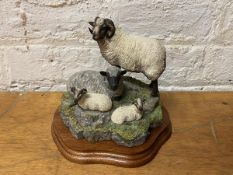A Border Fine Arts sculpture Shetland Family Group (Katmoget), measures 19cm high