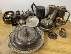 A quantity of Epns including a coffee pot measuring 21cm high, a teapot, jug, chamber stick, serving