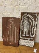 Two aboriginal decorative panels, one inscribed verso, artist Gubargu Tribe Gunwingbu location