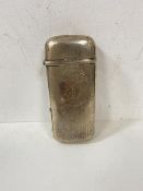 An 1841 Birmingham silver cigar case with hinged lid and engine turned body, measures 12cm high