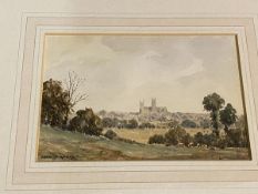 John W Gough, Lincoln, watercolour, signed bottom left, paper label verso, measures 12cm x 18cm