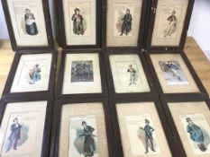 A set of twenty eight framed Dickens characters from various novels, each measures approximately