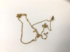 Two chains, one marked 9k, the other .375, longer measures 23cm, combined weight 4.23 grammes