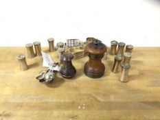 A mixed lot of silver and Epns including salt and peppers, condiment spoons, etc (a lot)