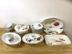 A Royal Worcester Evesham part set of china including tureen measuring 13cm high, serving plates,