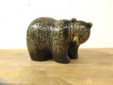A Swedish Unipede of Stockholm ceramic glazed bear with label verso, measures 11cm high