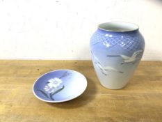 A B&G vase with seagulls, measures 13cm high and a Royal Copenhagen trinket dish (2)
