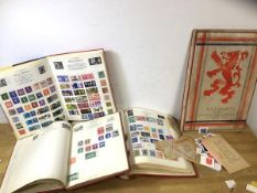 A souvenir of Empire Exhibition Scotland 1938 scrapbook, unused, also three stamp albums with UK and