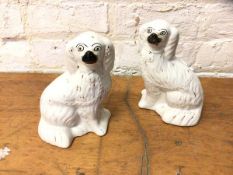 A pair of 19thc Staffordshire spaniels, each measures 21cm high