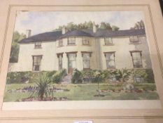 20thc School, country villa, watercolour, 26cm x 35cm