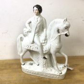 A Staffordshire flatback figure of the Prince of Wales on horseback, measures 32cm high