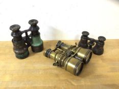 A group of three late 19th early 20thc binoculars including one marked Abraham & Co, measures 12cm