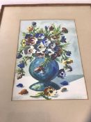 British School, still life with flowers, watercolour, indistinctly signed top right, measures 38cm x