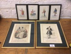 A 19thc French fashion book plate including Modes De Paris, depicting a man and woman, measuring