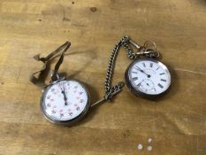 A Voracity watch, Masters Ltd Rye pocket watch, interior verso marked 925, on unmarked Albert chain,