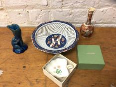 A mixed lot of china including a satsuma vase, measures 16cm high , also a Noritake floral villa
