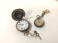 Two late 19th early 20thc silver pocket watches, one marked .935, one full hunter, the other open-