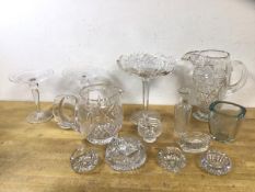 A mixed lot of glass including sweet meat glass dish, (20cm h), two other sweet meat dishes, water