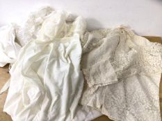 Vintage 1950's ladies clothing including undergarments, a blouse, a table cloth, etc (a lot)