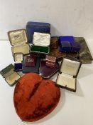 A quantity of vintage jewellery boxes including those from Bright Sons Ltd, Scarborough, V