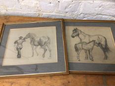 Kathleen Pearson (1898-1961) with brother John, pencil sketch, another by the same hand, (21cm x