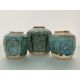 Three Chinese Provincial green-glazed pottery jars, each of hexagonal form, the largest with moulded - Image 1 of 2